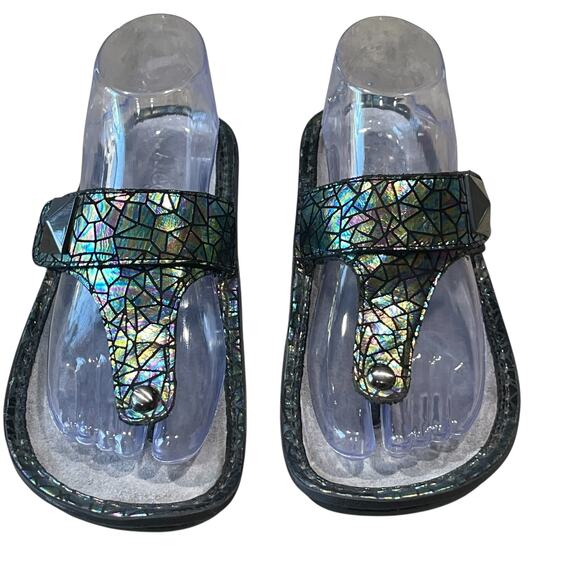 Alegria Carina Tectonic Leather Platform Thong Sandals Size EU 38 US 8-8.5 - Picture 8 of 11